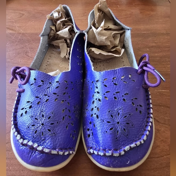 Socofy purple leather flats, size 38/240 - Picture 2 of 6